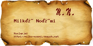 Milkó Noémi névjegykártya